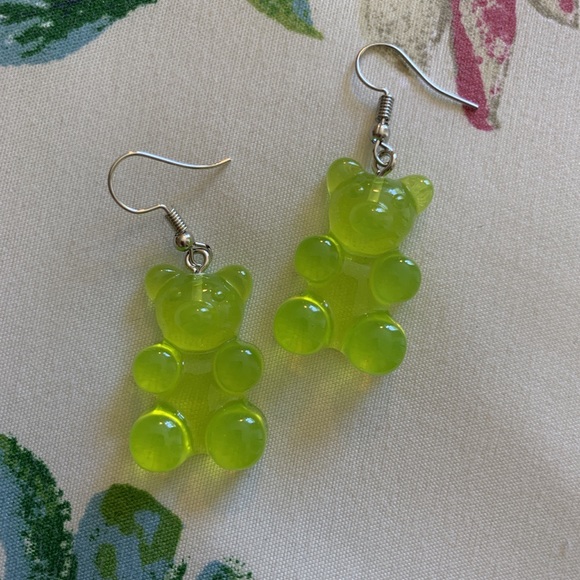 ✨ Handmade Lime Gummy Bear Earrings ✨ - Picture 3 of 4